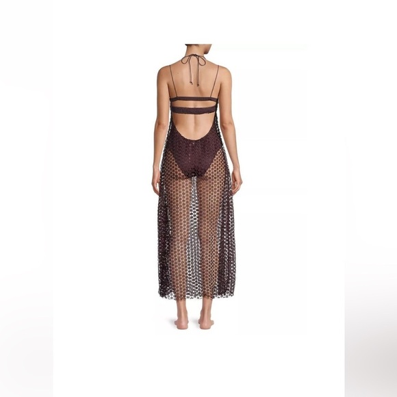 Free People Brown Crochet Asymmetrical Beach Cover Up Dress Boho Resort Small - Picture 13 of 14